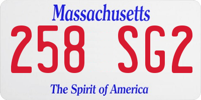 MA license plate 258SG2