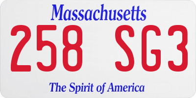 MA license plate 258SG3