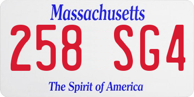 MA license plate 258SG4