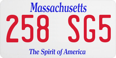 MA license plate 258SG5