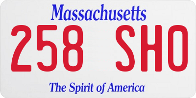 MA license plate 258SH0
