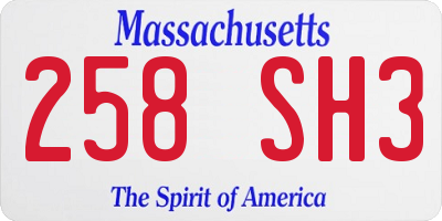MA license plate 258SH3