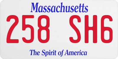 MA license plate 258SH6