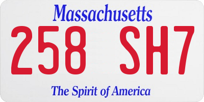 MA license plate 258SH7