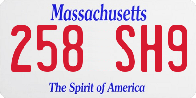 MA license plate 258SH9