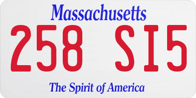 MA license plate 258SI5