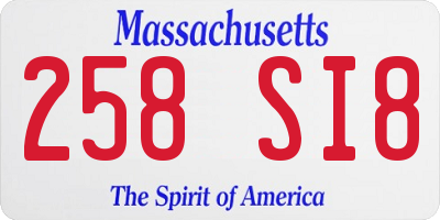 MA license plate 258SI8