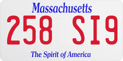 MA license plate 258SI9