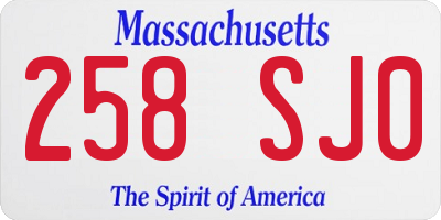 MA license plate 258SJ0