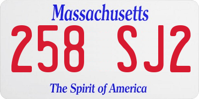 MA license plate 258SJ2