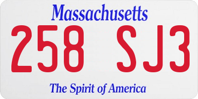 MA license plate 258SJ3