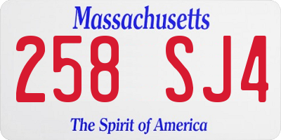 MA license plate 258SJ4