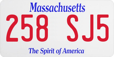 MA license plate 258SJ5