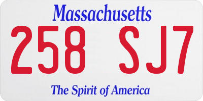 MA license plate 258SJ7