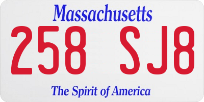 MA license plate 258SJ8