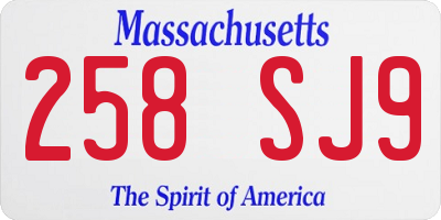 MA license plate 258SJ9