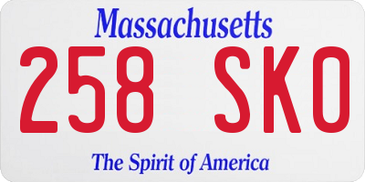MA license plate 258SK0