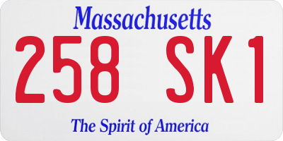 MA license plate 258SK1
