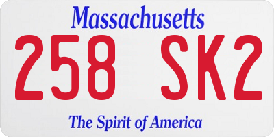 MA license plate 258SK2