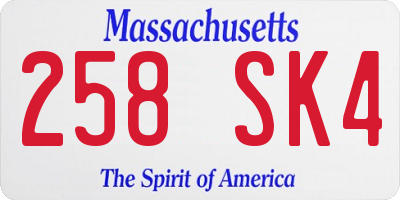 MA license plate 258SK4