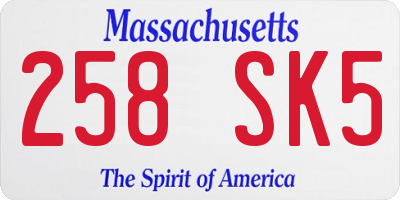 MA license plate 258SK5
