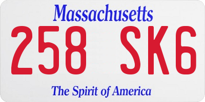 MA license plate 258SK6