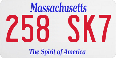 MA license plate 258SK7