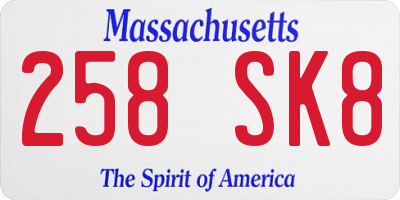MA license plate 258SK8