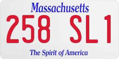 MA license plate 258SL1