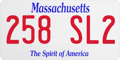 MA license plate 258SL2
