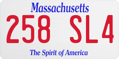 MA license plate 258SL4