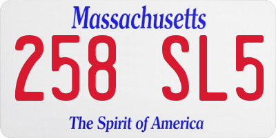 MA license plate 258SL5