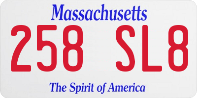 MA license plate 258SL8