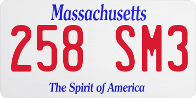 MA license plate 258SM3