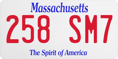 MA license plate 258SM7