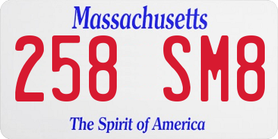 MA license plate 258SM8