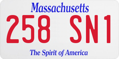 MA license plate 258SN1