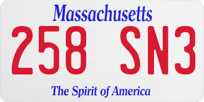 MA license plate 258SN3