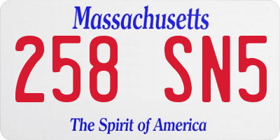 MA license plate 258SN5