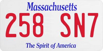 MA license plate 258SN7