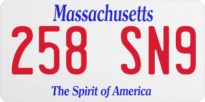 MA license plate 258SN9