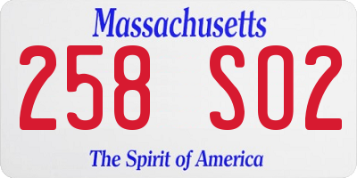 MA license plate 258SO2