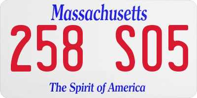 MA license plate 258SO5