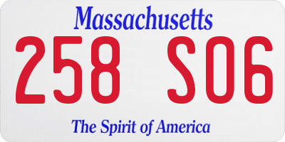 MA license plate 258SO6