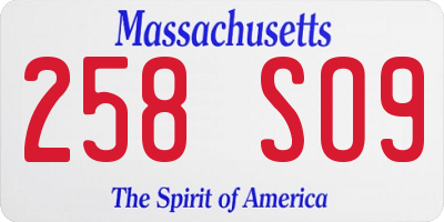 MA license plate 258SO9