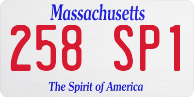 MA license plate 258SP1