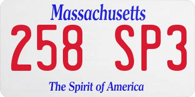 MA license plate 258SP3