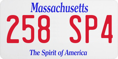 MA license plate 258SP4