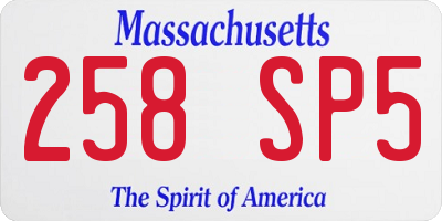 MA license plate 258SP5