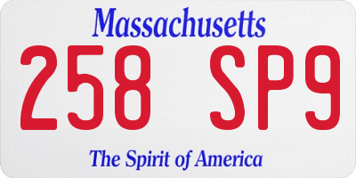 MA license plate 258SP9